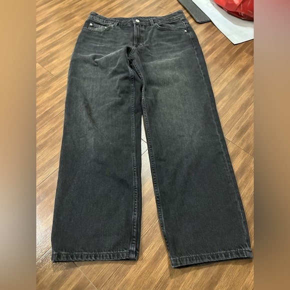 Massimo Dutti MID-WAIST WIDE-LEG JEANS black style 5052 size 8 - Picture 7 of 9